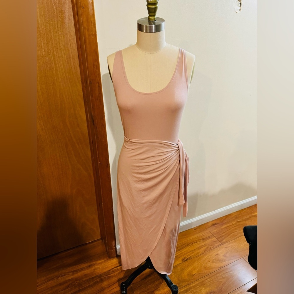 Reformation Dusty Rose Sleeveless Midi Wrap Dress